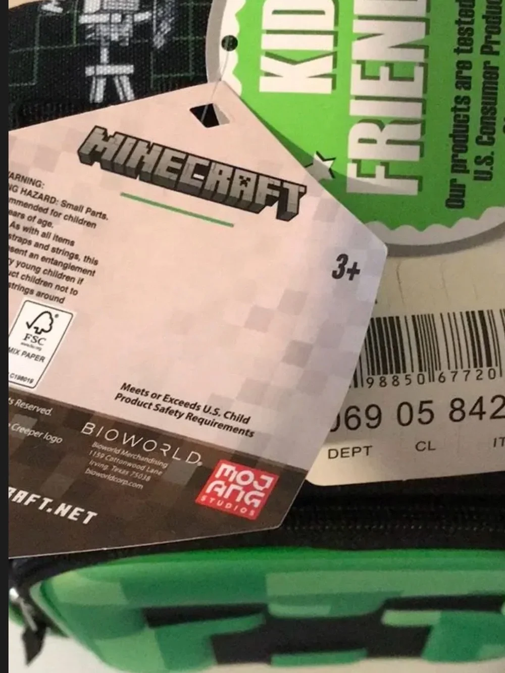 Bioworld Green and Black Minecraft Creeper Kids Backpack